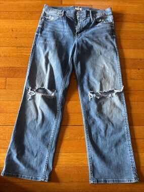 MOTHER Men's Distressed Blue Straight Jeans